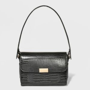 A New Day Gray Faux Croc Shoulder Bag Purse Medium NEW NWT